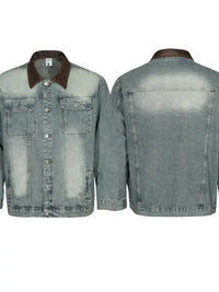Men's Button Up Long Sleeve Denim Jacket