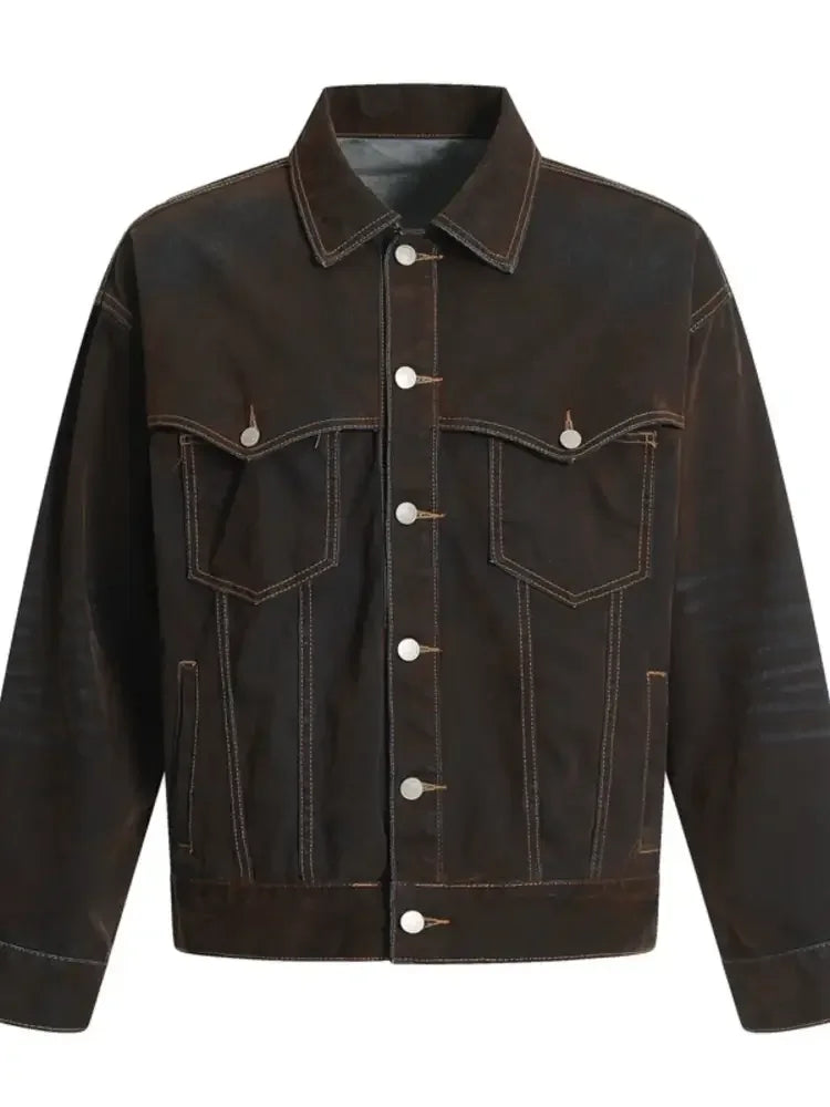 Men's Button Up Long Sleeve Denim Jacket