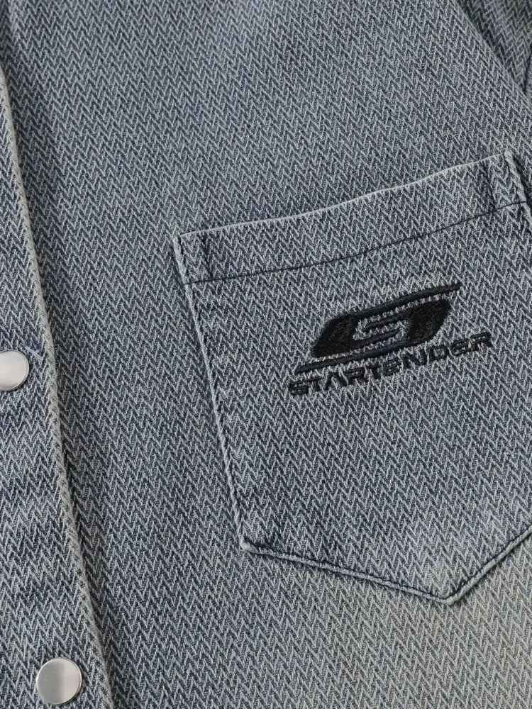 Men's Button Up Long Sleeve Denim Shirt