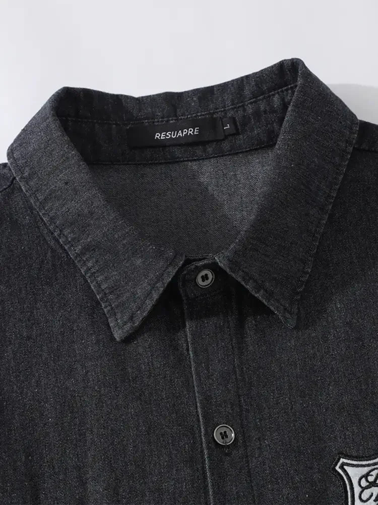Men's Button Up Long Sleeve Denim Shirt