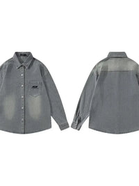 Men's Button Up Long Sleeve Denim Shirt