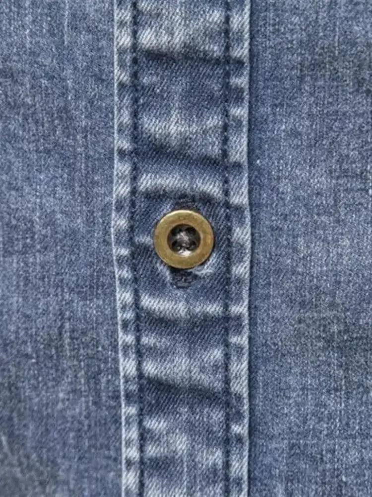 Men's Button Up Long Sleeve Denim Shirt