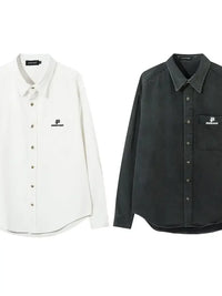 Men's Button Up Long Sleeve Denim Shirt