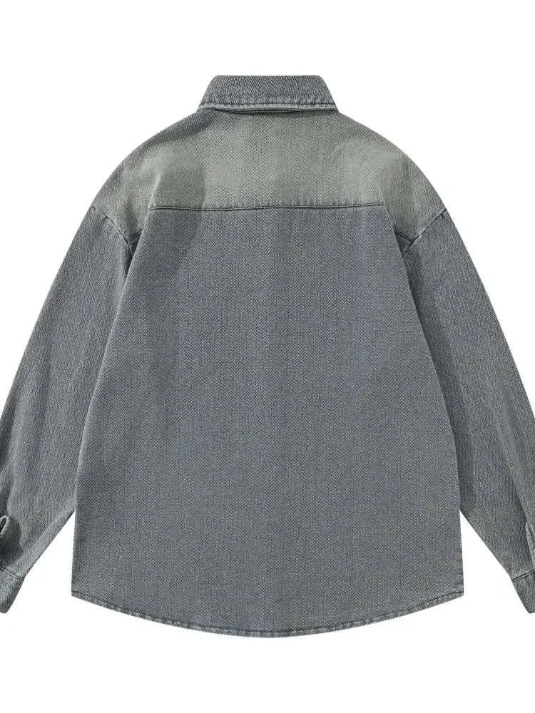 Men's Button Up Long Sleeve Denim Shirt