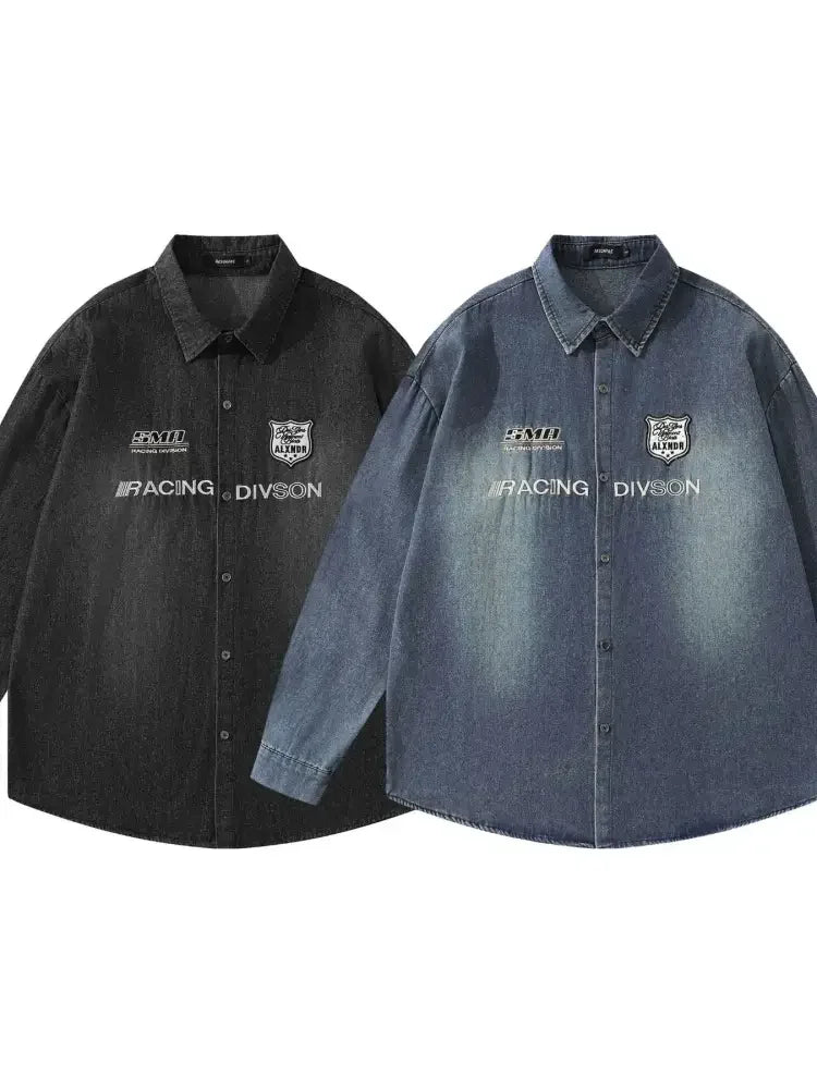 Men's Button Up Long Sleeve Denim Shirt