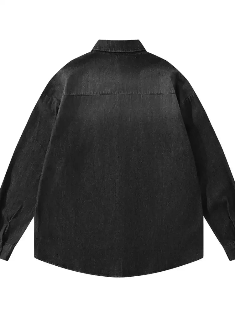 Men's Button Up Long Sleeve Denim Shirt