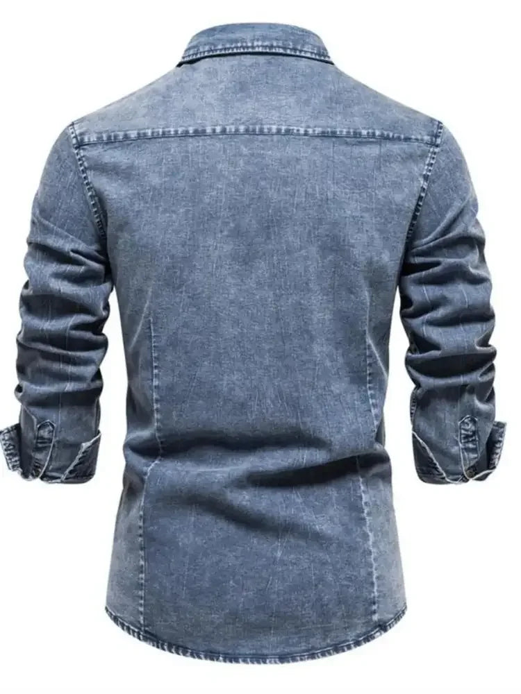 Men's Button Up Long Sleeve Denim Shirt