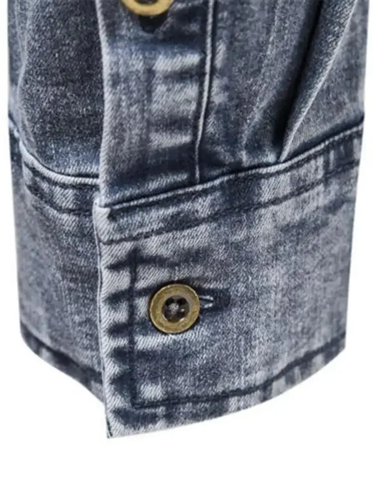 Men's Button Up Long Sleeve Denim Shirt