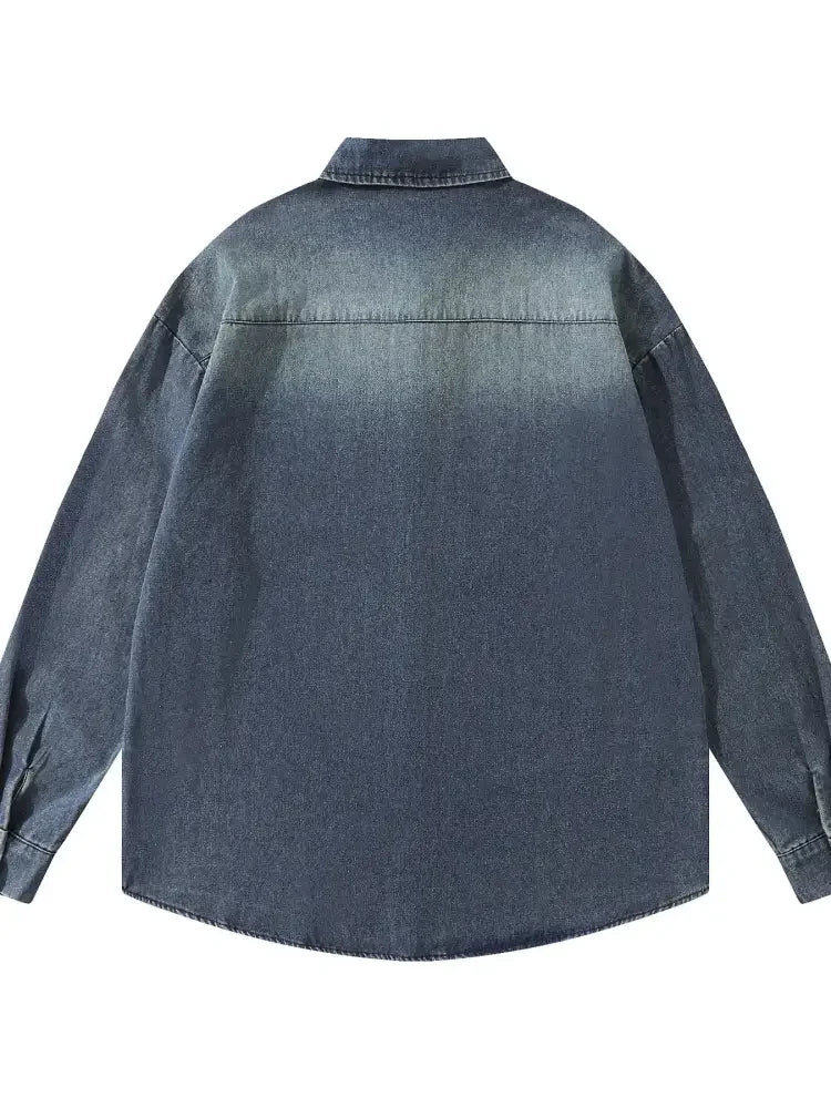 Men's Button Up Long Sleeve Denim Shirt