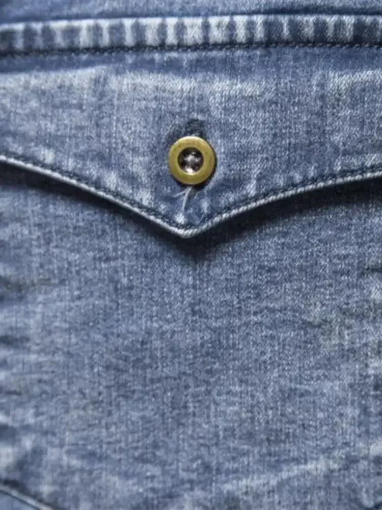 Men's Button Up Long Sleeve Denim Shirt