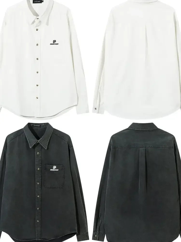 Men's Button Up Long Sleeve Denim Shirt