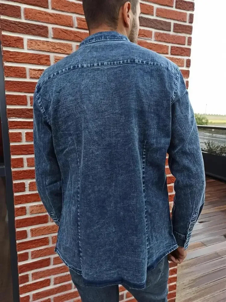 Men's Button Up Long Sleeve Denim Shirt