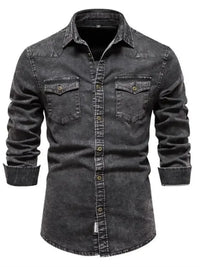 Men's Button Up Long Sleeve Denim Shirt