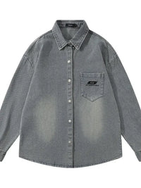 Men's Button Up Long Sleeve Denim Shirt