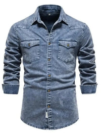 Men's Button Up Long Sleeve Denim Shirt