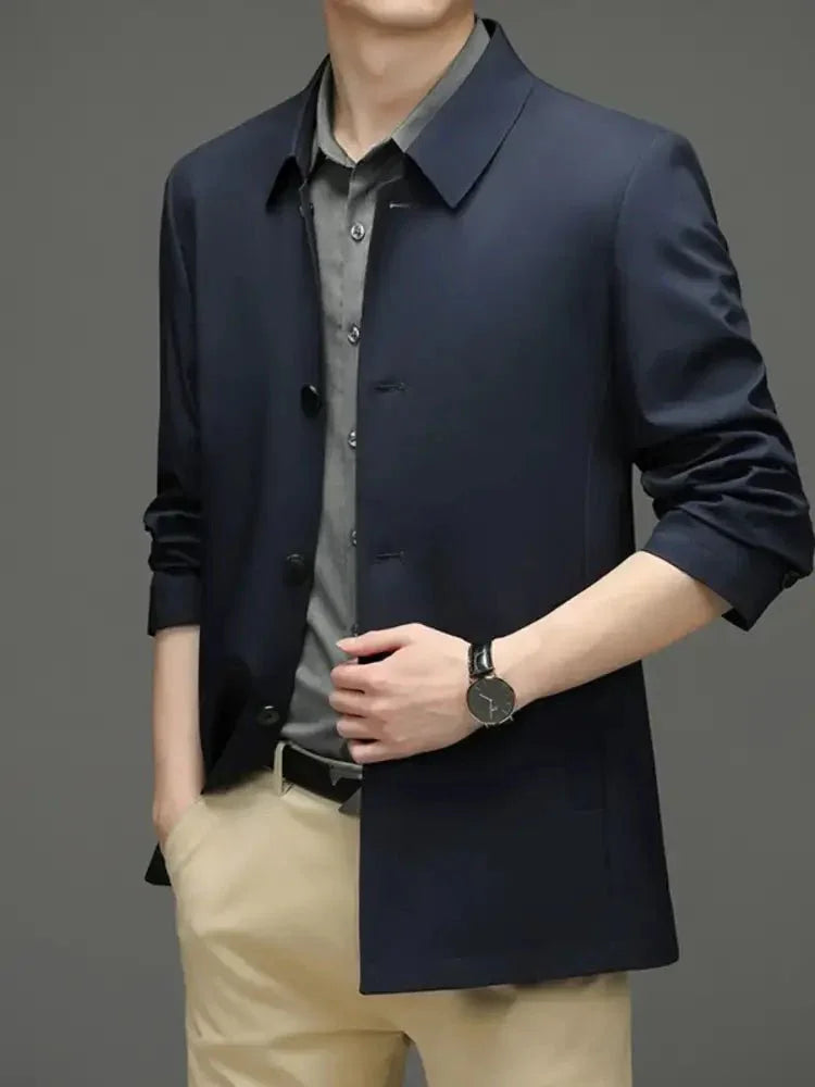 Men's Button Up Long Sleeve Jacket - Update AvenueMen's OuterwearTrendsi100400238267261100400238267261Men's Button Up Long Sleeve JacketNavy Blue