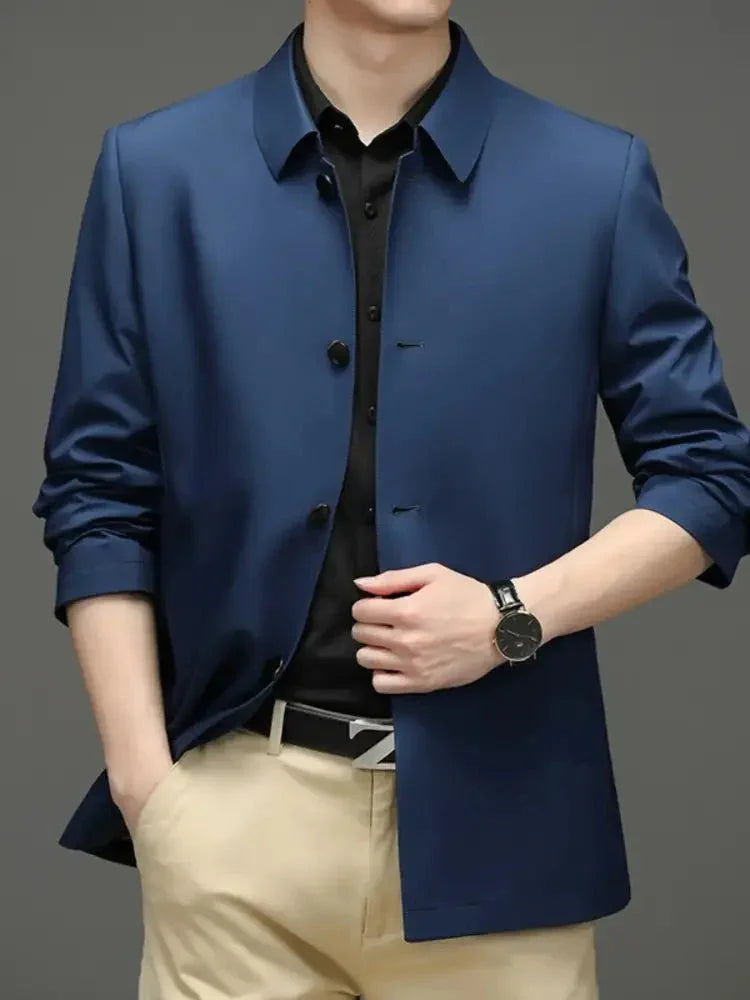 Men's Button Up Long Sleeve Jacket - Update AvenueMen's OuterwearTrendsi100400238268860100400238268860Men's Button Up Long Sleeve JacketBlue