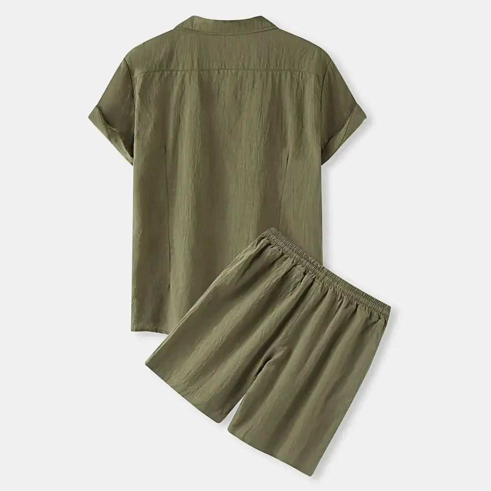 Men's Button Up Shirt and Shorts Set
