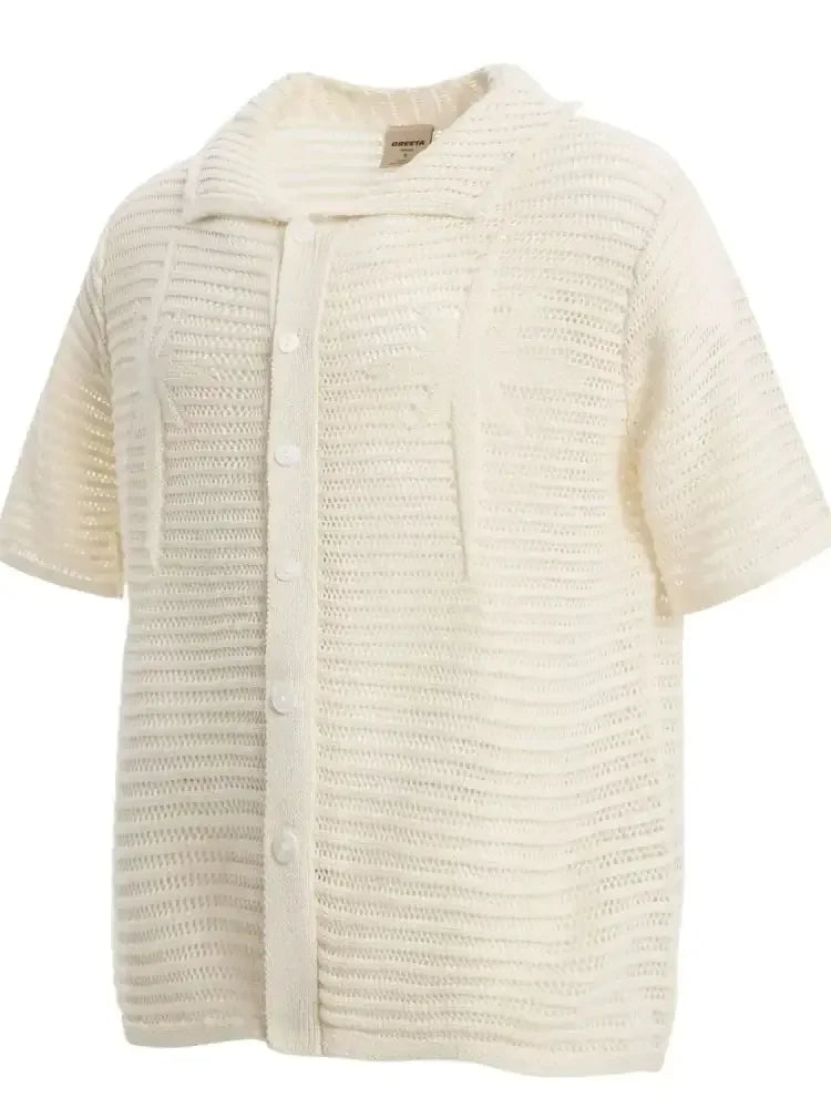 Men's Button Up Short Sleeve Cardigan
