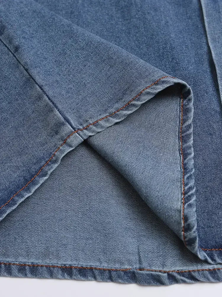 Men's Button Up Short Sleeve Denim Shirt