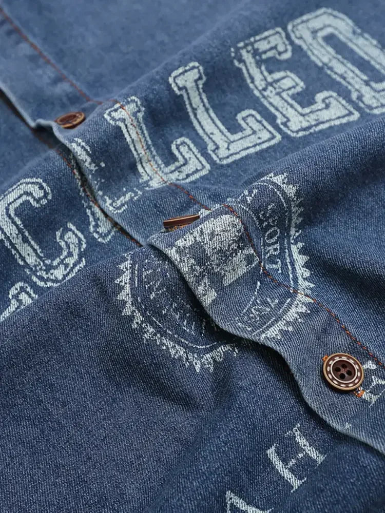 Men's Button Up Short Sleeve Denim Shirt