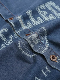 Men's Button Up Short Sleeve Denim Shirt