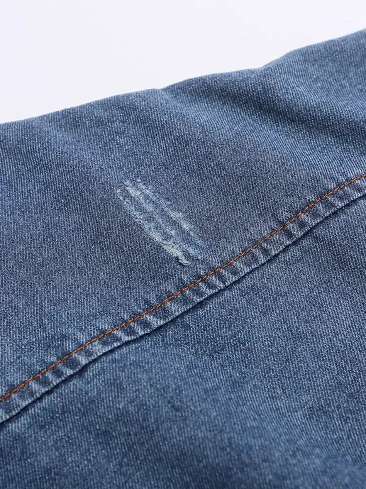 Men's Button Up Short Sleeve Denim Shirt