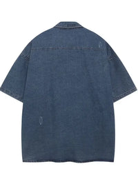 Men's Button Up Short Sleeve Denim Shirt
