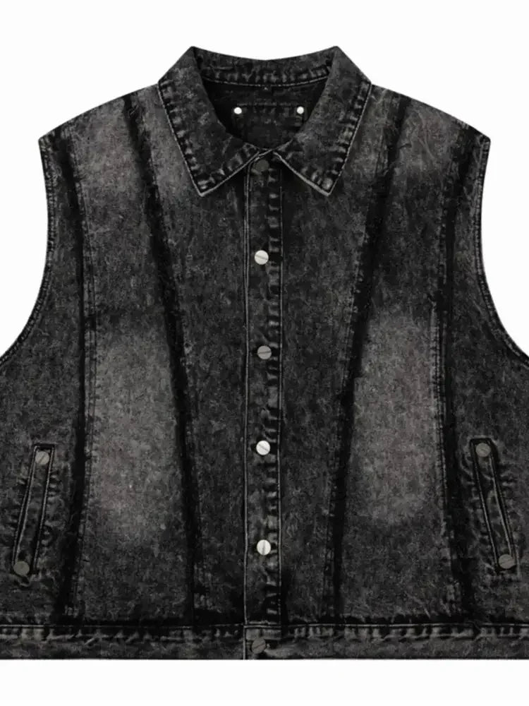 Men's Button Up Sleeveless Denim Jacket