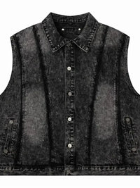 Men's Button Up Sleeveless Denim Jacket