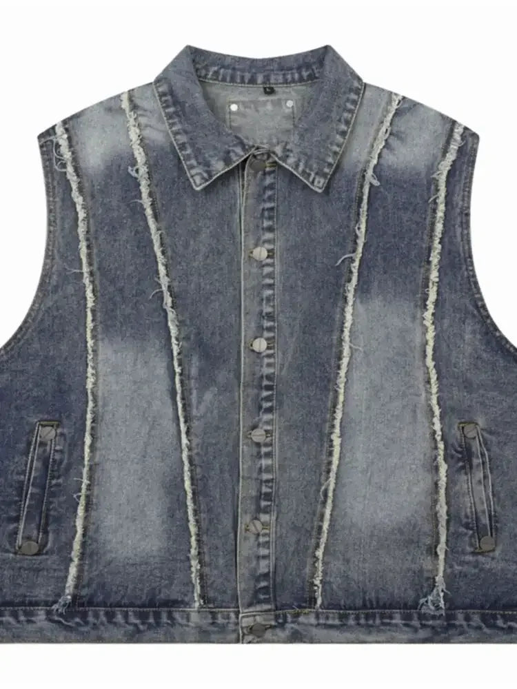 Men's Button Up Sleeveless Denim Jacket