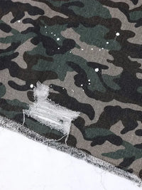 Men's Camo Print Cargo Denim Shorts with Multiple Pockets