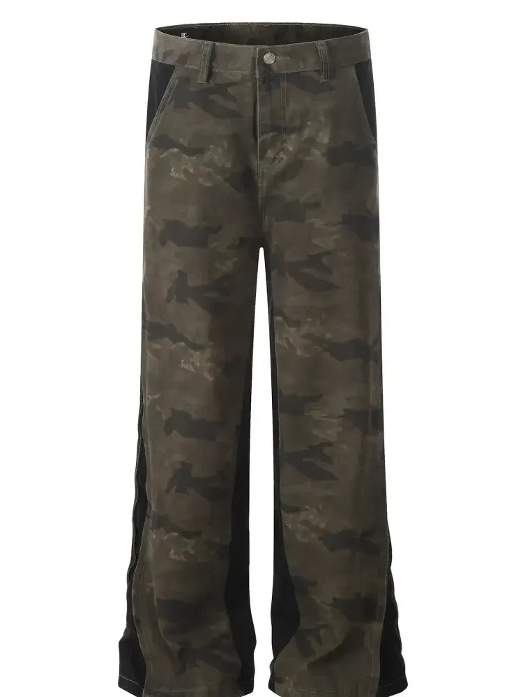 Men's Camo Wide Leg Denim Jeans
