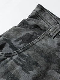 Men's Camouflage Cargo Jeans with Multi-Pockets