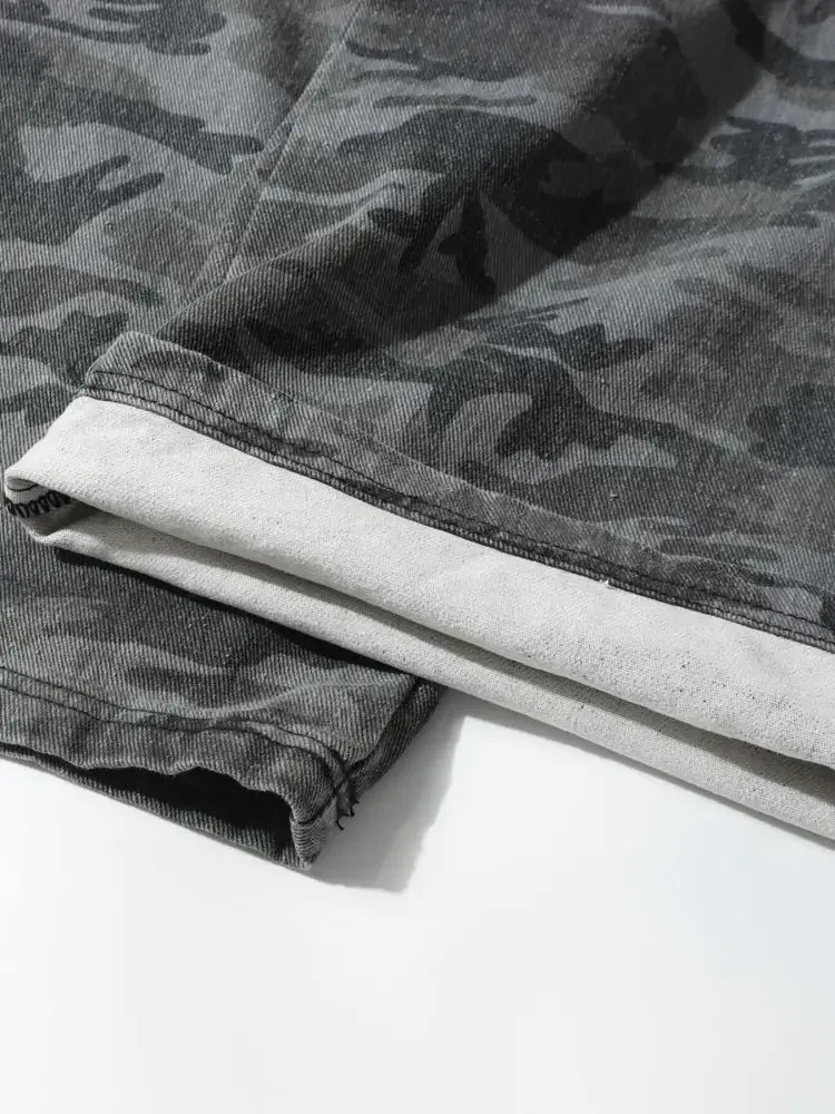 Men's Camouflage Cargo Jeans with Multi-Pockets