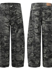 Men's Camouflage Cargo Wide Leg Jeans