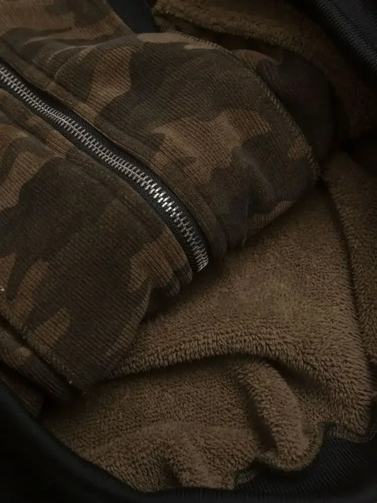 Men's Camouflage Faux Fur Hood Jacket
