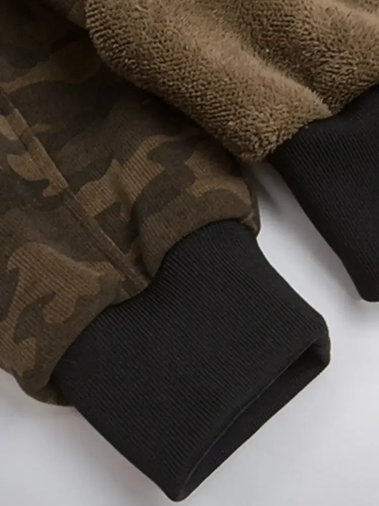 Men's Camouflage Faux Fur Hood Jacket