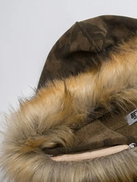 Men's Camouflage Faux Fur Hood Jacket