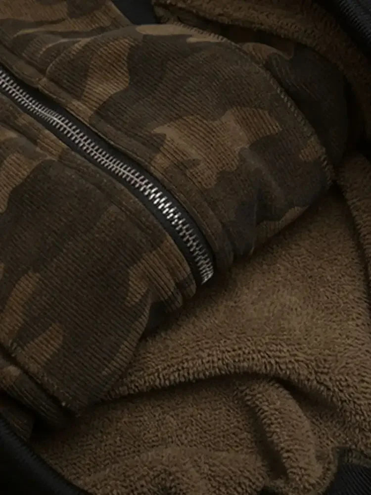Men's Camouflage Faux Fur Hood Jacket