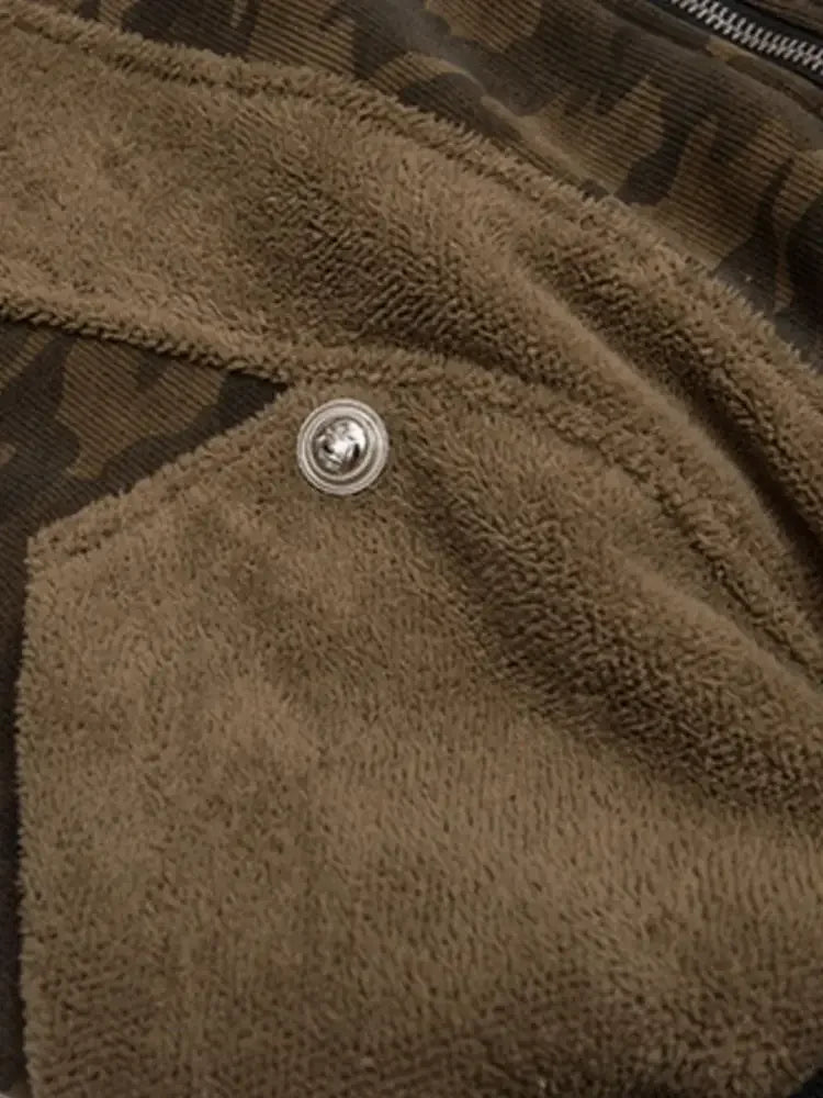 Men's Camouflage Faux Fur Hood Jacket
