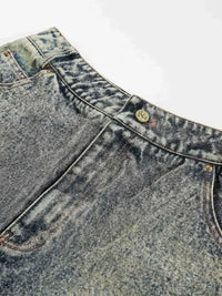 Men's Camouflage Patchwork Denim Shorts