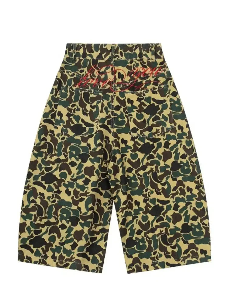 Men's Camouflage Relaxed Fit Denim Shorts