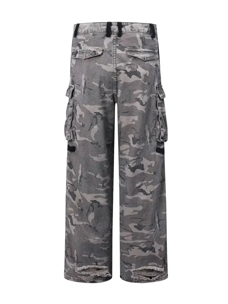 Men's Camouflage Wide Leg Cargo Jeans