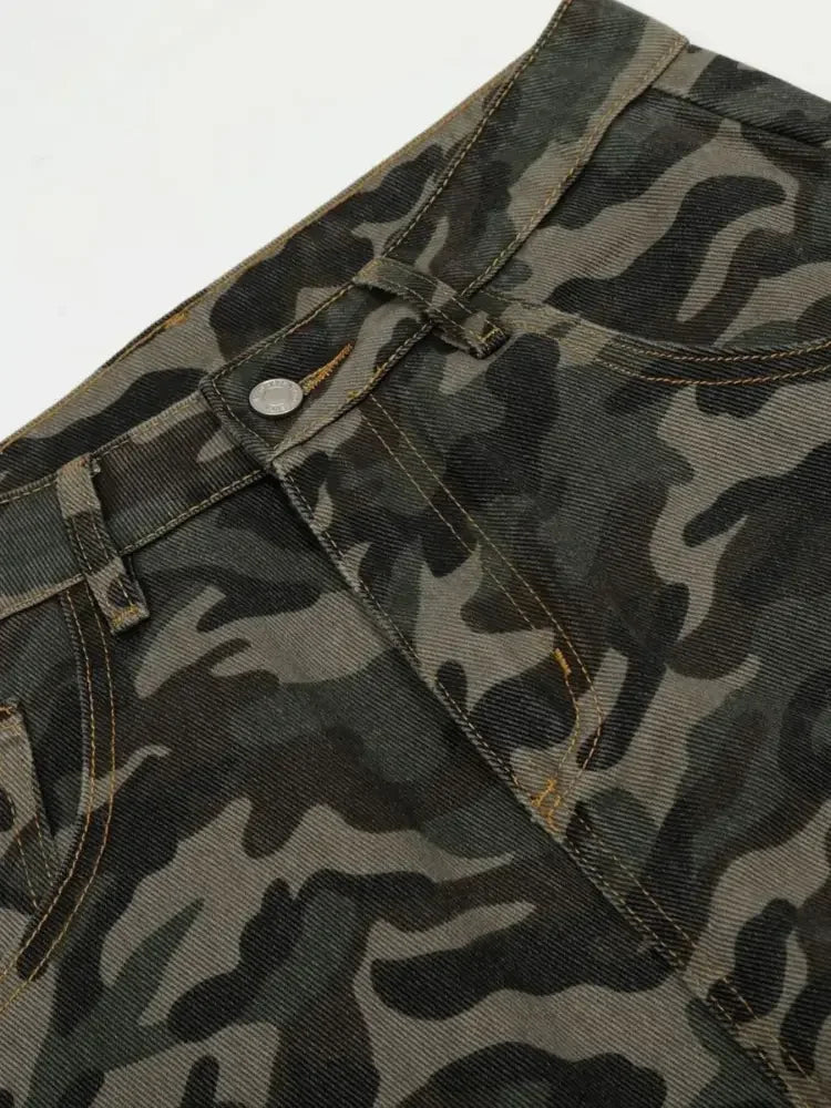 Men's Camouflage Wide Leg Cargo Jeans
