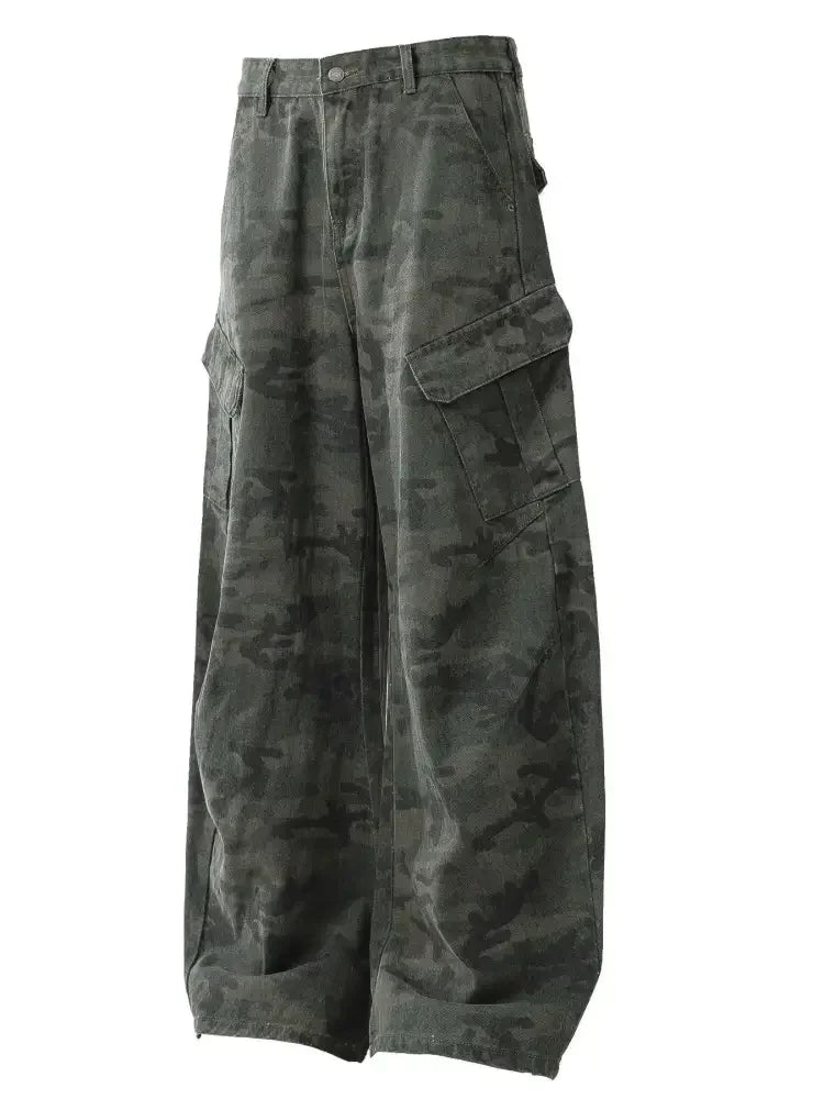 Men's Camouflage Wide Leg Cargo Jeans