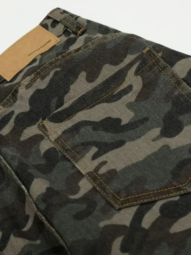 Men's Camouflage Wide Leg Cargo Jeans