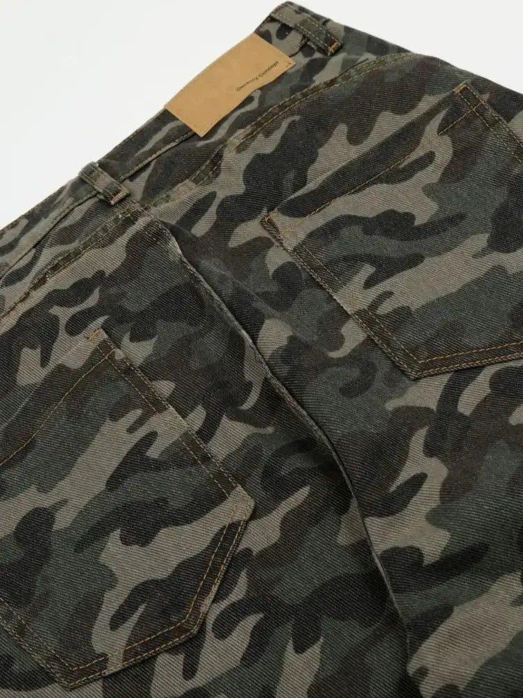 Men's Camouflage Wide Leg Cargo Jeans