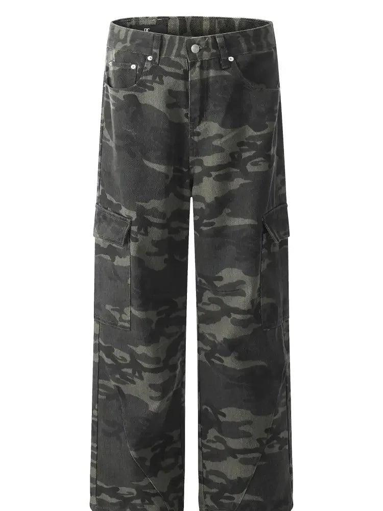 Men's Camouflage Wide Leg Cargo Jeans