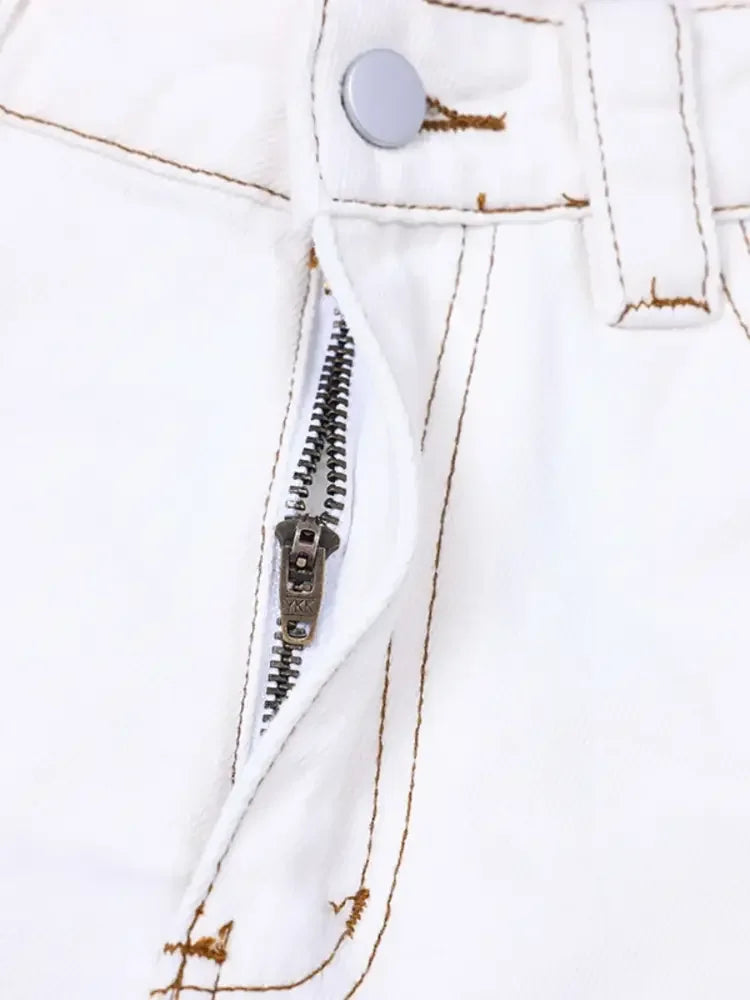 Men's Cargo Curved Jeans with Contrast Stitching